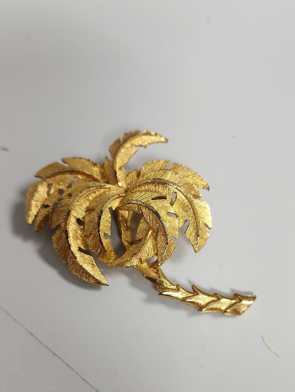 Gold Tone Palm Leaf Brooch - Women Jewelry